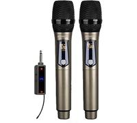 Wireless Dynamic Microphone System - Rechargeable Cordless Mic Set with Mini Receiver and 2 Handheld Mics for Karaoke Nights