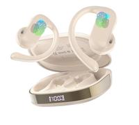 Wireless Earbud Bluetooth 5.4 Open Ear Headphones with Ear Hooks, 42H HiFi Stereo Open Ear Headphones with Clear Calls, IPX7 Waterproof Lightweight Sport Earphones for Sport/Running/Gym/Off White