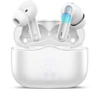 Wireless Earbuds, 2026 Bluetooth 5.4 Headphones in Ear with 4 ENC Noise Cancelling Mic, Wireless Earphones with HiFi Stereo, 40H Playtime, LED Display, Bluetooth Earbuds IP7 Waterproof, USB-C, White