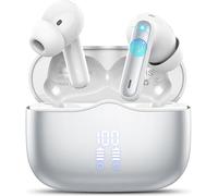 Wireless Earbuds, 2026 Bluetooth 5.4 Headphones in Ear with 4 ENC Noise Cancelling Mic, Wireless Earphones with HiFi Stereo, 40H Playtime, LED Display, Bluetooth Earbuds IP7 Waterproof, USB-C, Silvery
