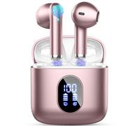 Wireless Earbuds, Bluetooth 5.3 Headphones 2024 Wireless Headphones with Deep Bass, New Mini Bluetooth Earphones in Ear 4 ENC Mic, Noise Cancelling Ear buds 30H Bluetooth Earbuds USB-C, Rose Gold