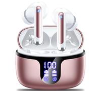 Wireless Earbuds Bluetooth 5.3 Headphones in Ear with 4 ENC Noise Cancelling Mic 2025 New Ear buds 42h Playtime HiFi Stereo Deep Bass Earphones IP6 Waterproof LED Display Bluetooth Earbuds USB-C Rose