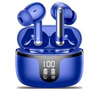 Wireless Earbuds Bluetooth 5.3 Headphones in Ear with 4 ENC Noise Cancelling Mic 2026 New Ear buds 42h Playtime HiFi Stereo Deep Bass Earphones IP6 Waterproof LED Display Bluetooth Earbuds USB-C Blue