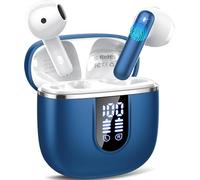 Wireless Earbuds, Bluetooth 5.4 Earphones in Ear with HiFi Stereo Deep Bass, Bluetooth Earbuds with 4 ENC Noise Cancelling Mic, Clear Calls Wireless Earphones, IP7 Waterproof Dual LED Display Blue