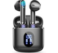 Wireless Earbuds, Bluetooth 5.4 Headphones 2024 Wireless Headphones with Deep Bass, New Mini Bluetooth Earphones in Ear 4 ENC Mic, Noise Cancelling Ear buds 30H Bluetooth Earbud Dual LED Display, Cyan