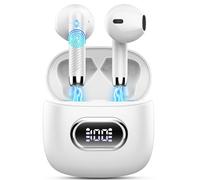 Wireless Earbuds, Bluetooth 5.4 Headphones 2026 Wireless Headphones with Deep Bass, New Mini Bluetooth Earphones in Ear 4 ENC Mic, Noise Cancelling Ear buds 42H Bluetooth Earbud Dual LED Display,White