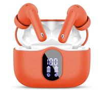 Wireless Earbuds, Bluetooth 5.4 Headphones In Ear with 4 ENC Mic, 2026 Wireless Earphones Noise Cancelling Deep Bass, LED Display, Bluetooth Earbuds 36H Playtime, IP7 Waterproof Ear buds, USB-C Orange