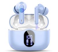 Wireless Earbuds, Bluetooth 5.4 Headphones In Ear with 4 ENC Mic, Ear Buds Noise Cancelling 3D Bass Stereo, Bluetooth Earbuds 36H Playtime, Earphones IP7 Waterproof, Customization via App, Pale Blue