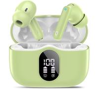 Wireless Earbuds, Bluetooth 5.4 Headphones In Ear with 4 ENC Mic, Wireless Earphones Noise Cancelling Deep Bass, LED Display, Bluetooth Earbuds 36H Playtime, IP7 Waterproof Ear Buds, USB-C Grass Green