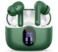 Wireless Earbuds, Bluetooth 5.4 Headphones In Ear with 4 ENC Noise Cancelling Mic, 2026 Bluetooth Earphones Mini HI-FI Stereo Sound, LED Display Wireless Headphones 36H Playtime IP7 Waterproof, Green