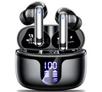 Wireless Earbuds Bluetooth 5.4 Headphones in Ear with 4 ENC Noise Cancelling Mic 2026 New Ear buds 42h Playtime HiFi Stereo Deep Bass Earphones IP6 Waterproof LED Display Bluetooth Earbuds USB-C Black