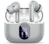 Wireless Earbuds, Bluetooth 5.4 Headphones In Ear with 4 ENC Noise Cancelling Mic, Bluetooth Earbuds Mini Deep Bass Stereo Sound, 36H Playtime LED Display Wireless Earphones IP7 Waterproof, Grey