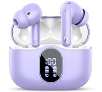 Wireless Earbuds, Bluetooth 5.4 Headphones In Ear with 4 ENC Noise Cancelling Mic, Bluetooth Earbuds Mini Deep Bass Stereo Sound, 36H Playtime LED Display Wireless Earphones IP7 Waterproof Deep Purple