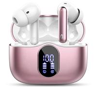 Wireless Earbuds,Bluetooth 5.4 Headphones In Ear with 4 ENC Noise Cancelling Mic,LED Display 2026 Bluetooth Earbuds Mini Deep Bass Stereo Sound,36H Playtime,Wireless Earphones IP7 Waterproof,Rose Gold
