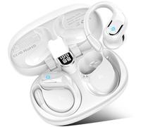 Wireless Earbuds, Bluetooth 5.4 Headphones Sport, 75H Hi-Fi Stereo Wireless Earphones with 4 ENC Noise Canceling Mic, IPX8 Waterproof Over Ear Buds with Earhooks, LED Display Bluetooth Earbuds, White