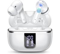 Wireless Earbuds, Bluetooth 5.4 Headphones Wireless in Ear 3D HD Stereo Sound, 46H Ear Buds with 4 ENC Noise Cancelling Mic, IP7 Waterproof Bluetooth Earphones With LED Display for iOS Android. White