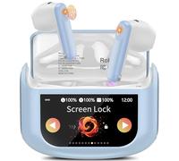Wireless Earbuds, Bluetooth 5.4 Headphones with Multifunctional Touch Screen, 48H HiFi Stereo Ear buds with ANC/ENC Noise Cancelling/Transparency Mode, IPX7 Earphones with 5 EQ Modes, Light Blue