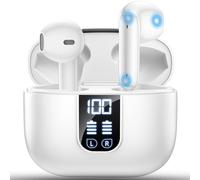Wireless Earbuds Bluetooth 5.4 In Ear Buds 6 Mic ENC Noise Cancelling Clear Calls, Deep Bass HiFi Stereo Sound Earphones 35H Playtime LED Power Display IP7 Waterproof Headphones for Android iOS Snow