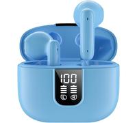 Wireless Earbuds Bluetooth 5.4 In Ear Buds 6 Mic ENC Noise Cancelling Clear Calls, Deep Bass HiFi Stereo Sound Earphones 35H Playtime LED Power Display IPX7 Waterproof Headphones for Android iOS Blue