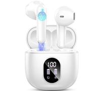 Wireless Earbuds, Bluetooth Headphones 5.3 Stereo Bass, 2024 New Bluetooth Earbuds with 4 HD ENC Noise Cancelling Mics, 50H Playtime Wireless Earphones IP7 Waterproof, LED Display Ear Buds, Mini White