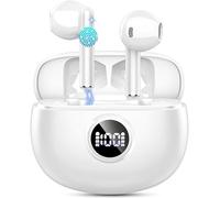 Wireless Earbuds, Bluetooth Headphones New Mini Wireless Headphones with Deep Bass, 2026 Bluetooth Earphones in Ear 4 ENC Mic, Noise Cancelling Ear buds 40H Bluetooth Earbud Dual LED Display White