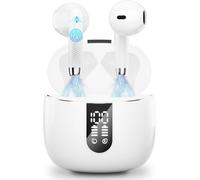 Wireless Earbuds, Bluetooth Headphones V5.3 with 4 ENC Noise Cancelling Mics, 40H Bluetooth Earphones Stereo Deep Bass 2024 New Bluetooth Earbuds with Dual LED Display, IP7 Waterproof, USB-C, White