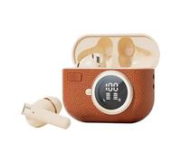 Wireless Earbuds - Charging Case and Touch Control, Vintage Leather Texture | Easy to Carry Headphones During Business Visits, Travel, Long Battery Life