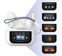 Wireless Earbuds, Earphones in Ear Bluetooth 5.4, TWS Headphones 50H Playtime, ANC Noise Cancelling, Deep Bass Stereo ENC Mic, Lightweight Comfort Fit & Smart Touch Screen Case (Beige)