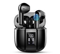 Wireless Earbuds, Renimer Bluetooth 5.3 Headphones In Ear with ENC Mic, Wireless Headphones HiFi Stereo Deep Bass Mini Ear Buds, 48H Playtime LED Display Wireless Earphones, IP7 Waterproof/USB-C Black