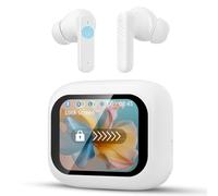 Wireless Earbuds, Smart Touch Screen Wireless Earphones Bluetooth 5.4 Headphones in Ear with ANC/ENC Calls Noise Cancelling & HiFi Stereo, IPX5 Waterproof Ear Buds LED Display Control/35dB/White