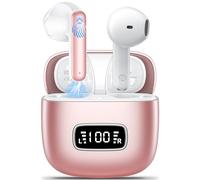 Wireless Earbuds,Wireless Headphones Bluetooth 5.3 Headphones in Ear with 4 ENC Mic Mini Ear buds HiFi Stereo LED Display Earphones 42H Playtime Earphones Touch Control IP7 Waterproof Pink