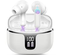 Wireless Earbuds, Wireless Headphones Bluetooth 5.3 with 4 ENC Noise Cancelling Mic, 40Hrs Bluetooth Earphones, 14.2mm Drivers In Ear Earbuds, 2024 Deep Bass Stereo Ear Buds IP7 Waterproof/LED Grey
