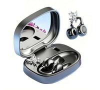 Wireless Earbuds with Makeup Mirror Case, Bluetooth Open Ear Clip-On Headphones, Cute Bow Air Conduction Earphones for Women, Low Latency, Secure Fit for Running & Travel