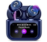 Wireless Earbuds with Smart Touch Screen, 2025 Mini Sleep Earbuds Bluetooth 5.4 Headphone In Ear with Noise Cancelling Mic, 48H Playtime Hi-Fi Stereo Sound, 5 EQ Modes, IP7 Waterproof Ear Buds Blue