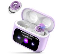 Wireless Earbuds with Smart Touch Screen, 2026 Mini Sleep Earbuds Bluetooth 5.4 Headphone In Ear with Noise Cancelling Mic, 48Hrs Playtime Hi-Fi Stereo Sound, 5 EQ Modes/IP7 Waterproof Ear Buds Purple