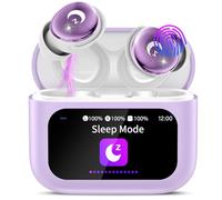 Wireless Earbuds with Smart Touch Screen, 2026 Mini Sleep Earbuds Bluetooth 5.4 Headphone In Ear with Noise Cancelling Mic, 48Hrs Playtime Hi-Fi Stereo Sound, 5 EQ Modes/IP7 Waterproof Ear Buds Purple