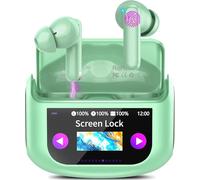 Wireless Earbuds with Smart Touch Screen ANC Active Noise Cancelling Bluetooth 5.4 Headphones in Ear Earphones with HD Mic HiFi Stereo Sound, Bluetooth Earphones 40H Playtime IP7 Waterproof, Green