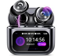 Wireless Earbuds with Smart Touch Screen, Mini Sleep Earbuds Bluetooth 5.4 Headphone In Ear with Noise Cancelling Mic, 48Hrs Playtime Hi-Fi Stereo Sound, 5 EQ Modes/IP7 Waterproof Ear Buds Deep Black