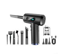 Wireless Electric Air Duster with 3 Adjustable Speeds up to 51000 RPM, LED Lights USB-C Fast Charging, Includes 5 Nozzle Attachments for Deep Cleaning Computer Keyboards, Cases, Car(Single blowing)