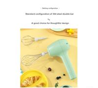 Wireless electric egg beater with automatic mixing for eggs and cream, ergonomic upright stand design, easy beater eject, constructed from food safe ABS plastic and stainless steel (light green)
