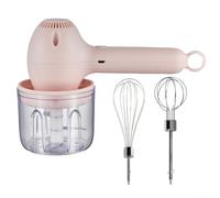 Wireless Electric Hand Mixer, 30W Rechargeable Egg Beater Garlic Chopper Masher Machine Cordless Design Easy Clean Kitchen(Pink)
