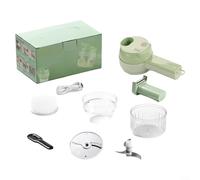 Wireless Electric Vegetable Cutter 4-in-1 Handheld Garlic Beater Onion Slicer Chili Processor with Stainless Steel Blades One-Touch Self-Cleaning Kitchen Gadget for Quick Food Prep Green