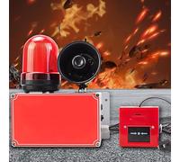Wireless Fire Sound Light Alarm With 2 Linkage Buttons, 25-100M Signal Transmission Distance, Power Outage Available, 120dB Siren, No Wiring Required