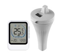 Wireless Floating Pool Thermometer,Pond Thermometer Outdoor with LCD Display,Ip68 Waterproof Digital Pool Fish Tank Thermometer with Indoor Monitor for Swimming Pools,Bathtubs,Fishbowl,Pond (A)