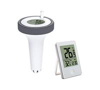 Wireless Floating Pool Thermometer with Indoor Display Max Min Temperature Memory Simultaneous 60 Meter Transmission Sensor for Accurate Management