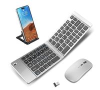 Wireless Foldable & Folding Keyboard and Mouse for iPad, Bluetooth Combo for Business & Travel, Portable Design Compatible with Windows, iOS, Android Tablets, Smartphones, and Laptops.