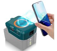 Wireless for Bosch 18 V PBA Battery USB Charger Adapter, Wireless Mobile Phone Charger, Type C Phone Quick Charger, for Samsung for Android, for iPhone, Camping, Travel, Outdoor Work
