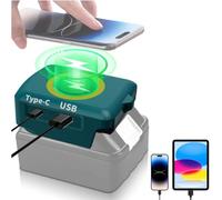 Wireless for Makita Battery USB Charger Adapter, Wireless Mobile Phone Charger for Makita 18 V Battery, Type C Phone Quick Charger, for Samsung, for Android, for iPhone, Camping, Travel, Outdoor Work