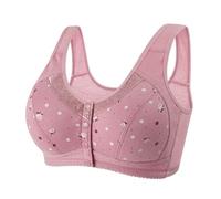 Wireless Front Fastening Bras for Women UK, Comfortable Front Button Bra for Older Women, Full Coverage Non Wired Bralette with Wide Shoulder Straps, Soft Everyday Ladies Underwear