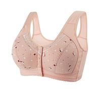 Wireless Front Fastening Bras for Women UK, Comfortable Front Button Bra for Older Women, Full Coverage Non Wired Bralette with Wide Shoulder Straps, Soft Everyday Ladies Underwear